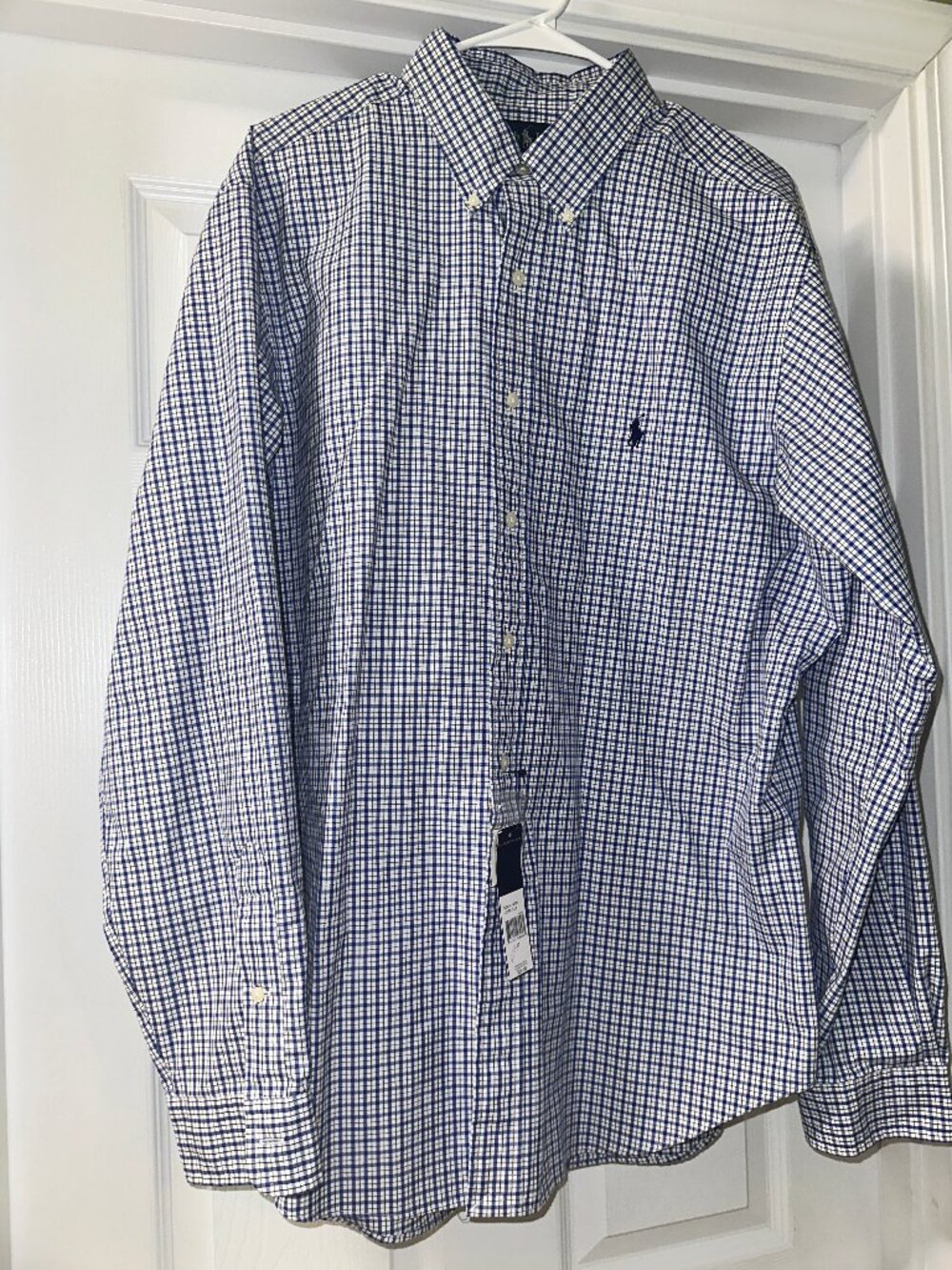 Polo Ralph Lauren Shirt Mens 17 XL Button Down Classic Fit Plaid New 100% cotton